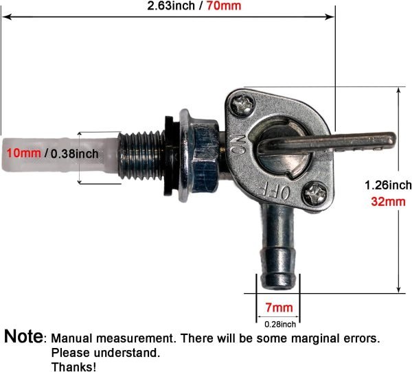 Upgraded Petcock Fuel Tank Shut off Valve For Generator, Predator Engine, Go kart, Mini bike Valve Petcock,Repalcement of Fuel Filter, Small Engine Fuel Shut Off Tap Switch M10X1.25 - Image 9