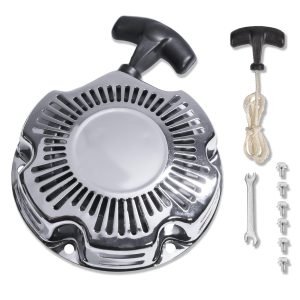 Chrome Pull Start Recoil Starter Assembly for Coleman CT100U CC100X 98cc, Predator 79cc 3HP Engine, Massimo MB100 79cc Mini Bike, SK100 CK100 Go Kart, 154F 3.0 hp OHV Engine Parts