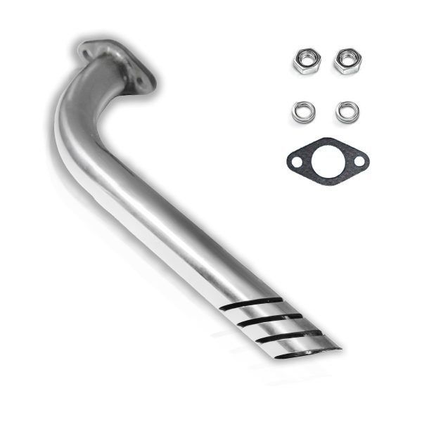 Header Exhuast Pipe Kit For Coleman CT200U BT200X KT196, Predator 212 Baja MB200 Doodlebug Mini Bike, Axis M200 212CC, Hisun 196cc Monster mega moto Engine, Go Kart (Silver)