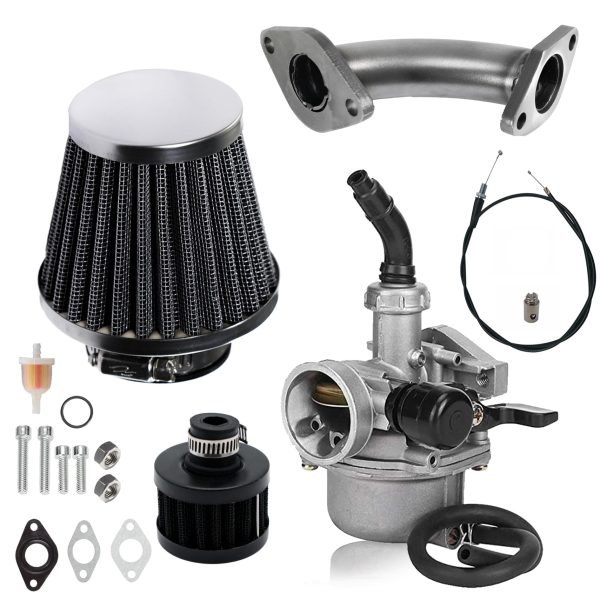 Stage 2 Kit Curved Manifold Racing Performance Slide intake pipe Carb for lifan 79cc 105cc Engine, Phatmoto Gas Bike, Monster Mega Moto MM80, for Coleman B100 Motovox MBX10 Baja DB30 Mini Bike