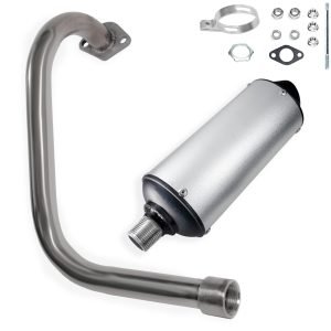 Performance Long Exhuast Pipe Muffler for Coleman BT200X CT200U EX KT196 196 Mini Bike Go Kart Predator 212 224 Honda GX160 Clone Engine Baja Warrior MB200 Parts (Silver)