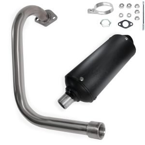 Performance Long Exhuast Pipe Muffler for Coleman BT200X CT200U EX KT196 196 Mini Bike Go Kart Predator 212 224 Honda GX160 Clone Engine Baja Warrior MB200 Parts (Black)
