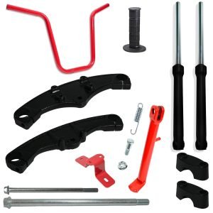 Raised Handlebar & kickstand FRONT FORK SUSPENSION KIT FOR Coleman CT200U BT200X CT200UEX 196cc Hisun 200-3 200-7, Axis M200 Mini bike (Black)