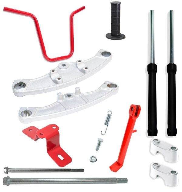 Raised Handlebar & kickstand FRONT FORK SUSPENSION KIT FOR Coleman CT200U BT200X CT200UEX 196cc Hisun 200-3 200-7, Axis M200 Mini bike (MIX)