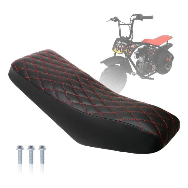 Diamond Stitch Retro Mini Bike Seat with Red Thread for Motovox MBX10, for Mototec 105cc Mini Bike