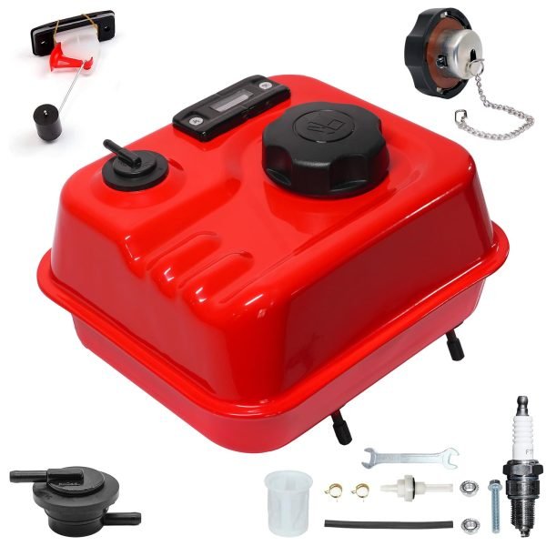Fuel Gauge Gas Fuel Tank w/ Roll Over Valve for Predator 212 6.5HP 60363 Hemi Engine, For Coleman B200 B200R CT200U BT200X CT200UEX Mini Bike (Red)