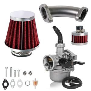 Stage 2 Performance Mainfold Kit for Predator 79cc 3HP Engine, Coleman CT100U CC100X 98cc, Massimo MB100 Mini Bike, Slide Carb Adapter 154F 3.0 hp Engine Parts, Red