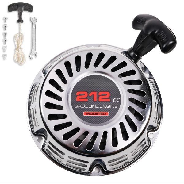 Pull Start Recoil Starter Assembly for Predator 212 Coleman B200R CT200U 200cc Mini Bike, KT196 Go Kart Pull Cord Start Honda 6.5HP GX160 196 Hisun Engine,Obsidian Black, Upgraded Handle