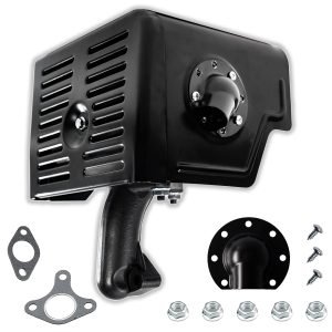Exhaust Muffler w/Deflector For Predator 420cc 459cc 13 hp, Honda GX340 389cc GX390, DuroMax Lifan Loncin Engine Motor, 188F 15hp 190F Champion Water Pump, power washer, 18310-ZE2-W61