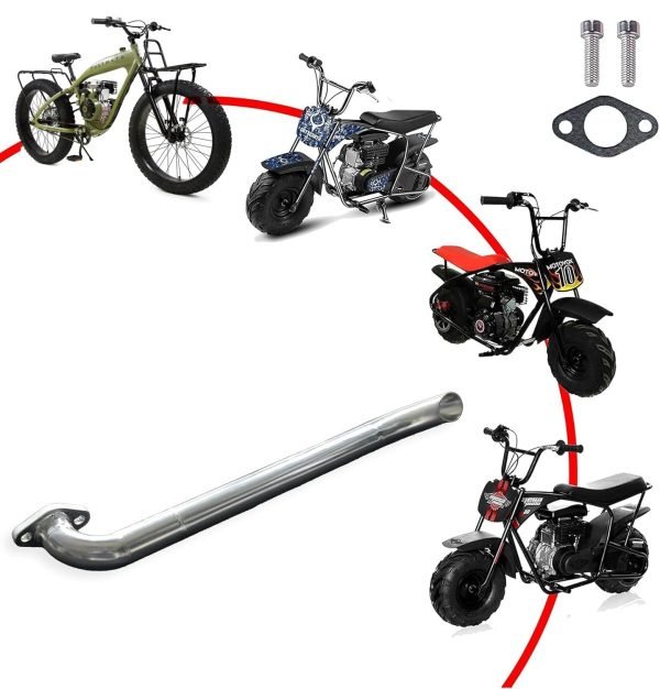 Header Pipe for Lifan 79cc/105cc Engine for Coleman B100 RB100, Mega Moto MMB80 MMB105, Phatmoto Gas Bike, Motovox MBX10 Orxyearth Dirt Kids Mini Bike MMK80 Go Kart (Silver) - Image 2