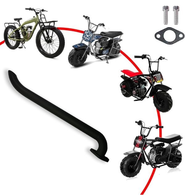 Header Pipe for Lifan 79cc/105cc Engine for Coleman B100 RB100, Mega Moto MMB80 MMB105, Phatmoto Gas Bike, Motovox MBX10 Orxyearth Dirt Kids Mini Bike MMK80 Go Kart (Black) - Image 2
