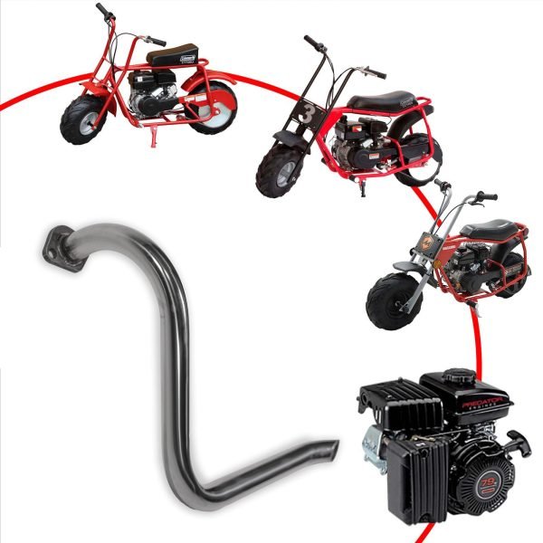 Left long pipe for Coleman CT100U CC100X 98cc, For FRP GMB100 Mini Bike Predator 79cc 3HP Engine, Massimo MB100 79cc Mini Bike, 154F 3.0 hp Engine Parts - Image 2
