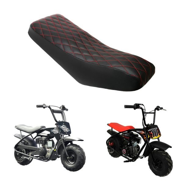 Diamond Stitch Retro Mini Bike Seat with Red Thread for Motovox MBX10, for Mototec 105cc Mini Bike - Image 2