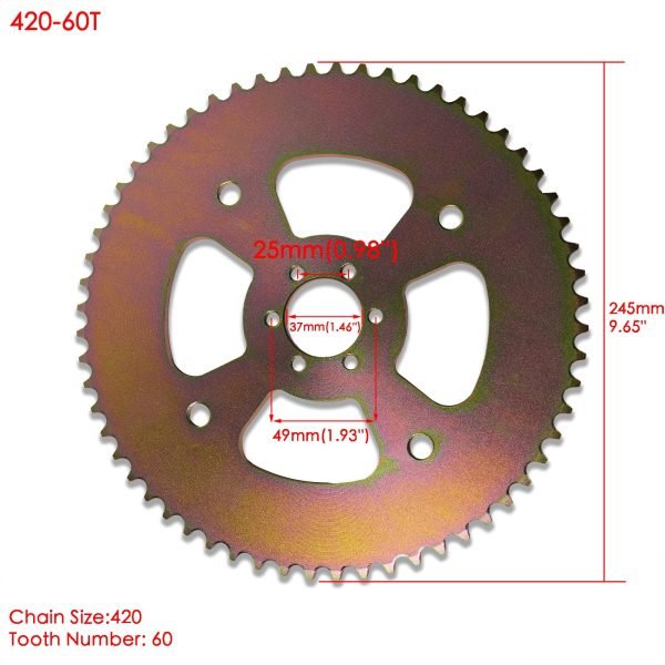 60T High Torque Rear Chain 6 Hole Sprocket # 40 41 420 for Coleman CT100U CC100X Mega Moto MMB80 105 Baja Doodle Bug DB30 Motovox MBX10 Mini Bike - Image 2