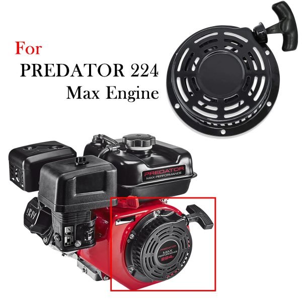 Pull Start Recoil Starter Assembly for Predator 224 max Performance Engine 6.6 HP (224cc) OHV Replacement Parts w/New Pull Cord & Handle, Mini Bike, Go Kart - Image 2