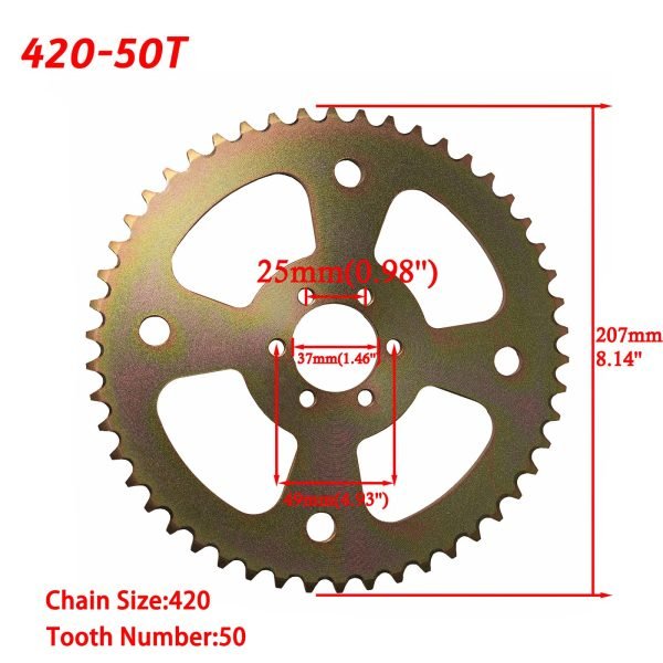 50T Balanced Performance Rear Chain 6 Hole Sprocket # 40 41 420 for Coleman CT100U CC100X Mega Moto MMB80 105 Baja Doodle Bug DB30 Motovox MBX10 Mini Bike - Image 2