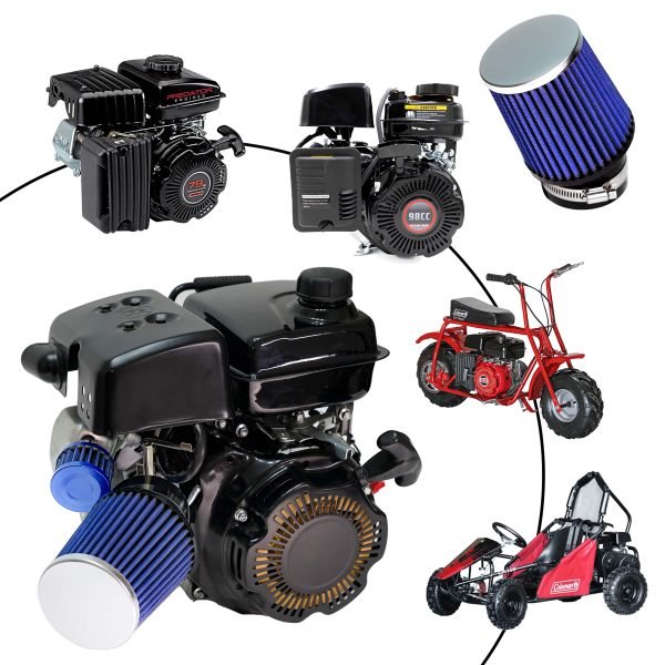 Performance Carburetor Carb Air Filter Adapter Kit for FRP GMB100 Coleman CT100U CC100X 98cc, Predator 79cc 3HP Engine, Massimo MB100 79cc Mini Bike, SK100 CK100 Go Kart, Blue - Image 2