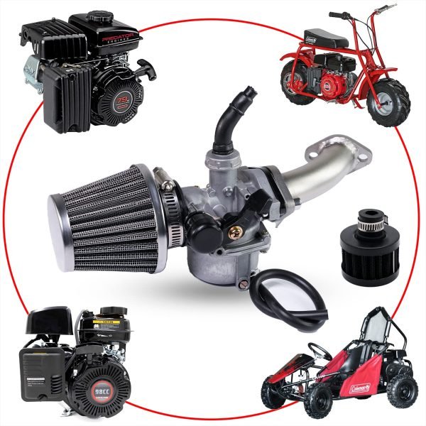 Stage 2 Performance Mainfold Kit for Predator 79cc 3HP Engine, Coleman CT100U CC100X 98cc, Massimo MB100 Mini Bike, Slide Carb Adapter 154F 3.0hp Engine Parts, Black - Image 2