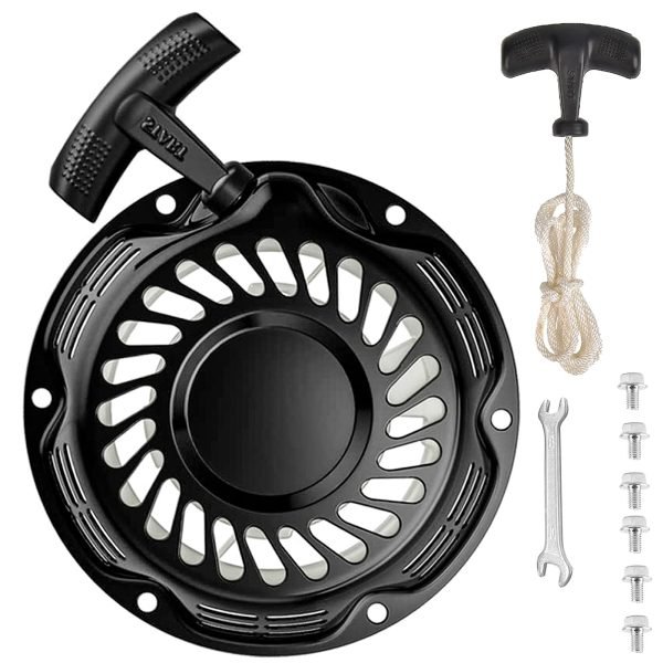 JMCHstore Pull Start Recoil Starter Assembly for Predator 212 Coleman B200R CT200U 200cc Mini Bike, KT196 Go Kart Pull Cord Start Honda 6.5HP GX160 196 Hisun Engine,Obsidian Black, Upgraded Handle - Image 2