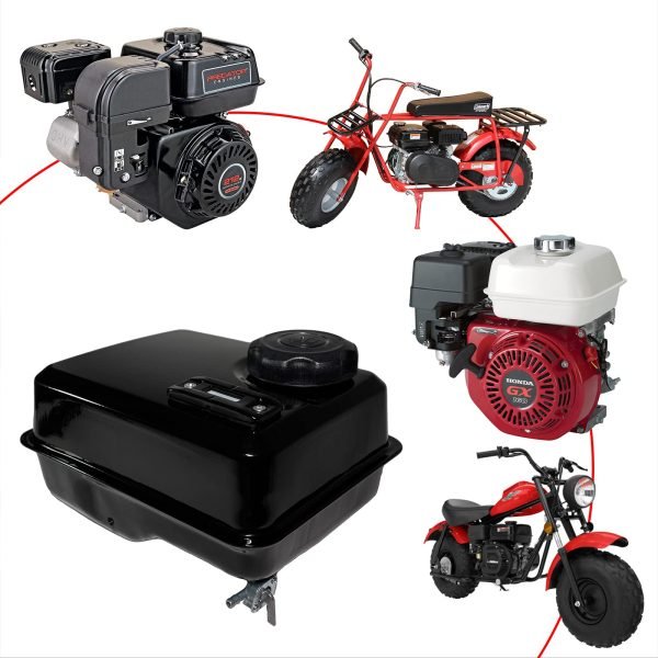4L Gas Fuel Tank W/ Fuel Gauge & Petcock for Predator 212 Hemi Engine, Coleman CT200U BT200X 196cc Mini bike, Baja Massimo warrior MB200, 200cc Go kart Parts, Honda GX160 GX200 Motor - Image 2