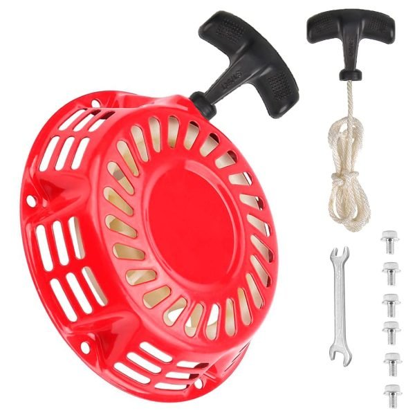 Pull Recoil Starter Assembly for Coleman KT196 Go Kart B200R CT200U 200cc Mini Bike, Predator 212 Pull Cord Start Honda 6.5HP GX160 196 Hisun Engine, Rage Red, Upgraded Handle - Image 2