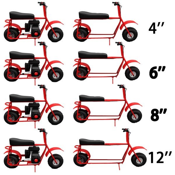 Mini bike 7/8 Frame Extension Kit For Azusa Baja Doodle Bug DB30 (Blitz, Dirt Bug, Racer) 97cc, Upgraded Frame Stretch Kit for Coleman Ct100U Mini bike Parts, 12 Inch (Set of 4) - Image 2