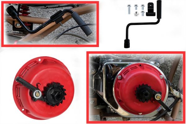 Easy Quick Fast Hand Crank Start Recoil Starter Assembly for Predator 212 Coleman B200R CT200U 200cc Mini Bike, KT196 Go Kart Pull Cord Start 196 Hisun Engine (Red) - Image 3