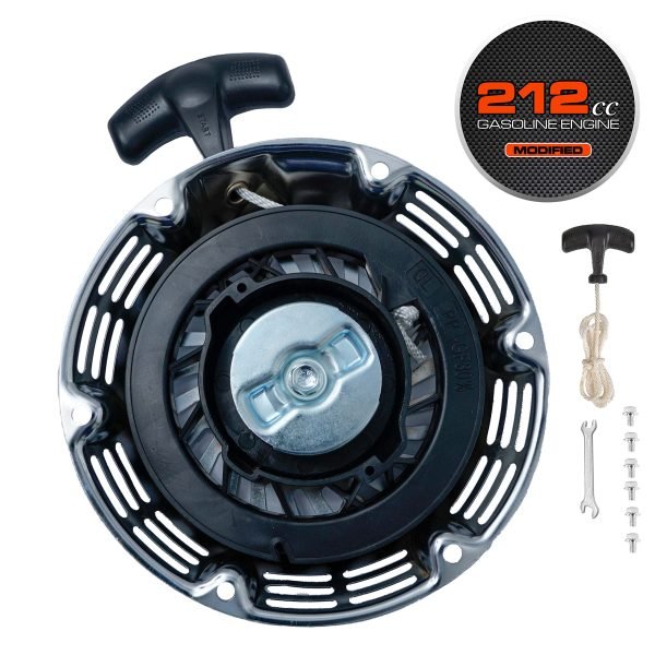 Pull Start Recoil Starter Assembly for Predator 212 Coleman B200R CT200U 200cc Mini Bike, KT196 Go Kart Pull Cord Start Honda 6.5HP GX160 196 Hisun Engine,Obsidian Black, Upgraded Handle - Image 3