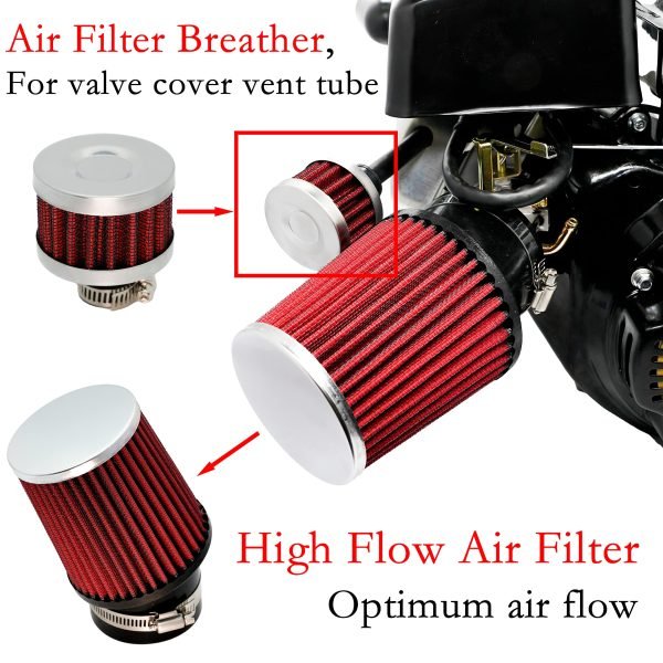 Performance Carburetor Carb Air Filter Adapter Kit for FRP GMB100 Coleman CT100U CC100X 98cc, Predator 79cc 3HP Engine, Massimo MB100 79cc Mini Bike, SK100 CK100 Go Kart, Red - Image 3