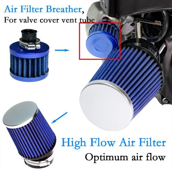 Performance Carburetor Carb Air Filter Adapter Kit for FRP GMB100 Coleman CT100U CC100X 98cc, Predator 79cc 3HP Engine, Massimo MB100 79cc Mini Bike, SK100 CK100 Go Kart, Blue - Image 3