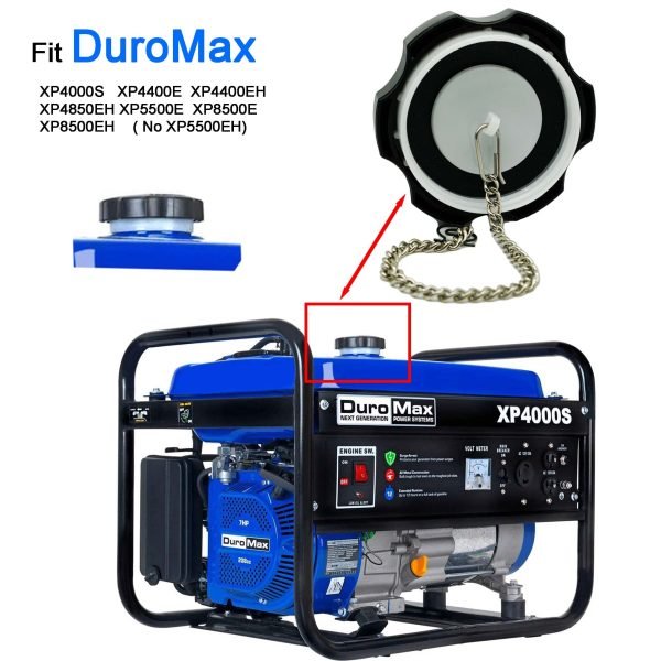 Gas Fuel Tank Cap w/Chain For Predator 224 Max Performance 6.6HP Engine, Predator 420cc Pressure Washer, DuroMax Generator XP5500E Gas Tank, Powerhorse Tillotson 212cc Ducar 212 Engine - Image 3