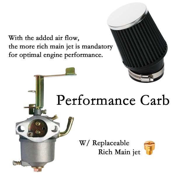 Performance Carburetor Carb Air Filter Adapter Kit for FRP GMB100 Coleman CT100U CC100X 98cc, Predator 79cc 3HP Engine, Massimo MB100 79cc Mini Bike, SK100 CK100 Go KartBlack - Image 4