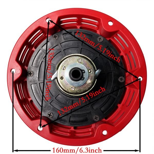 Easy Quick Fast Hand Crank Start Recoil Starter Assembly for Predator 212 Coleman B200R CT200U 200cc Mini Bike, KT196 Go Kart Pull Cord Start 196 Hisun Engine (Red) - Image 5
