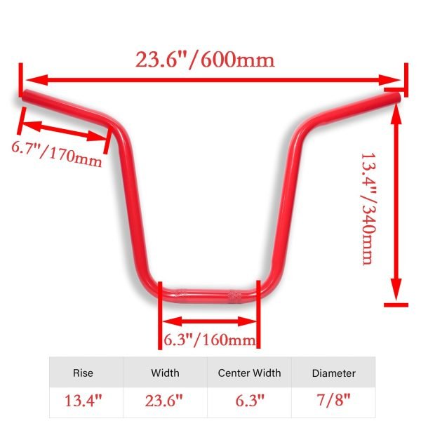 Red 13'' Ape Hangers 7/8'' Mini Bike Handlebars for Coleman B200R CT200U Motovox MBX10 Mega moto MMB80 Trailmaster MB200 100cc 200cc Mini Bike Parts - Image 5