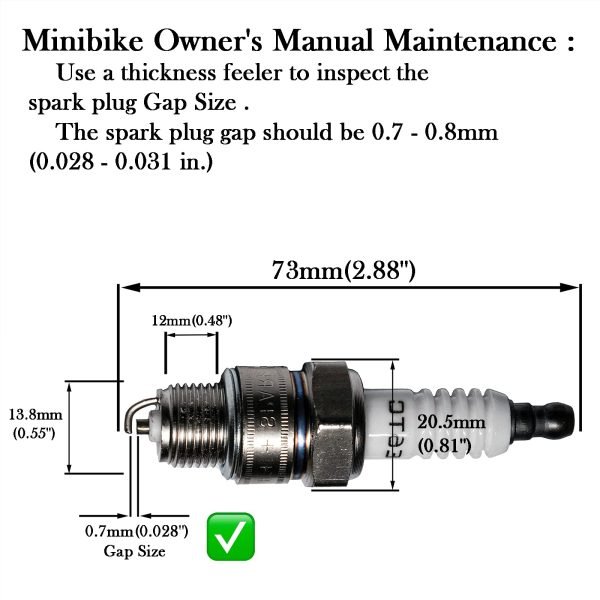 2 Racing Spark Plug For FRP GMB100, Coleman CT100U CC100X Mini bike, Predator 79cc Engine, CK100 SK100 Go kart, Massimo MB100, E5TC E6TC E6RC (2 pack) - Image 6
