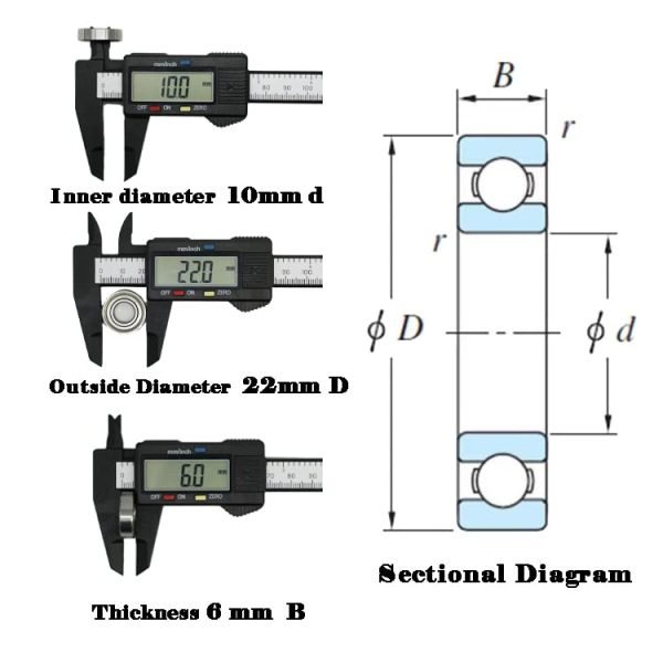 Steering Bearings & Spacer/Bushing Kit for Coleman BT200X CT200U CT200UEX 196CC, CT100U CC100X 98CC Mini Bike, 6900Z(2 Bearing & 1 Spacer) - Image 6
