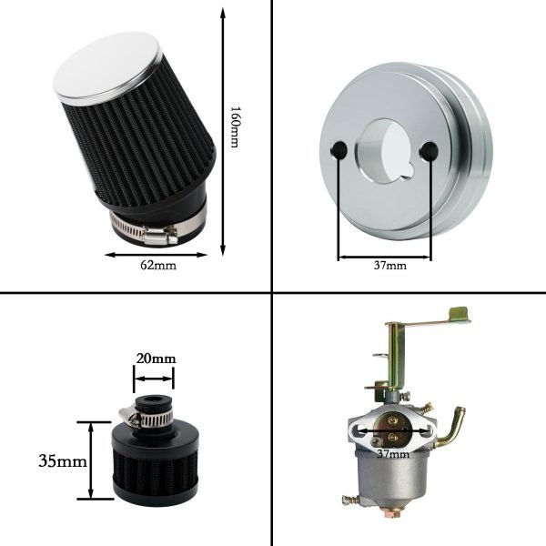 Performance Carburetor Carb Air Filter Adapter Kit for FRP GMB100 Coleman CT100U CC100X 98cc, Predator 79cc 3HP Engine, Massimo MB100 79cc Mini Bike, SK100 CK100 Go KartBlack - Image 6