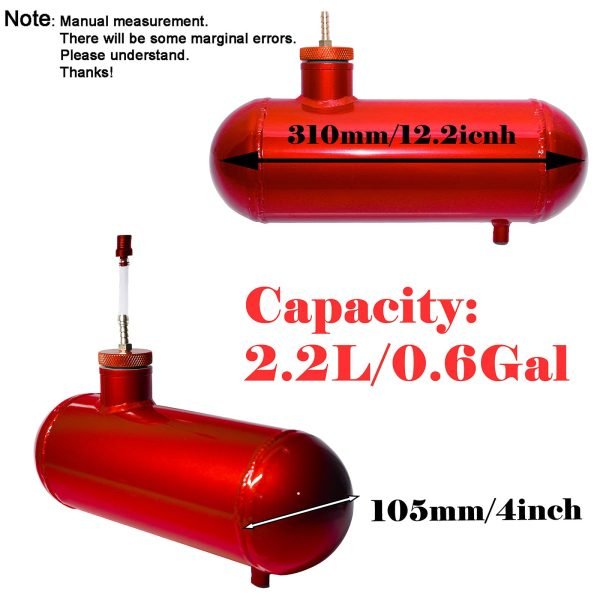 Side Aluminum Mini bike Gas Fuel Tank Cylinder 4x12'' for Coleman Baja Montser Mega moto Predator Hemi non 212 Engine, Massimo Axis RealTree Motovox Mototec Gas Bike, Go Kart Parts (Red) - Image 7